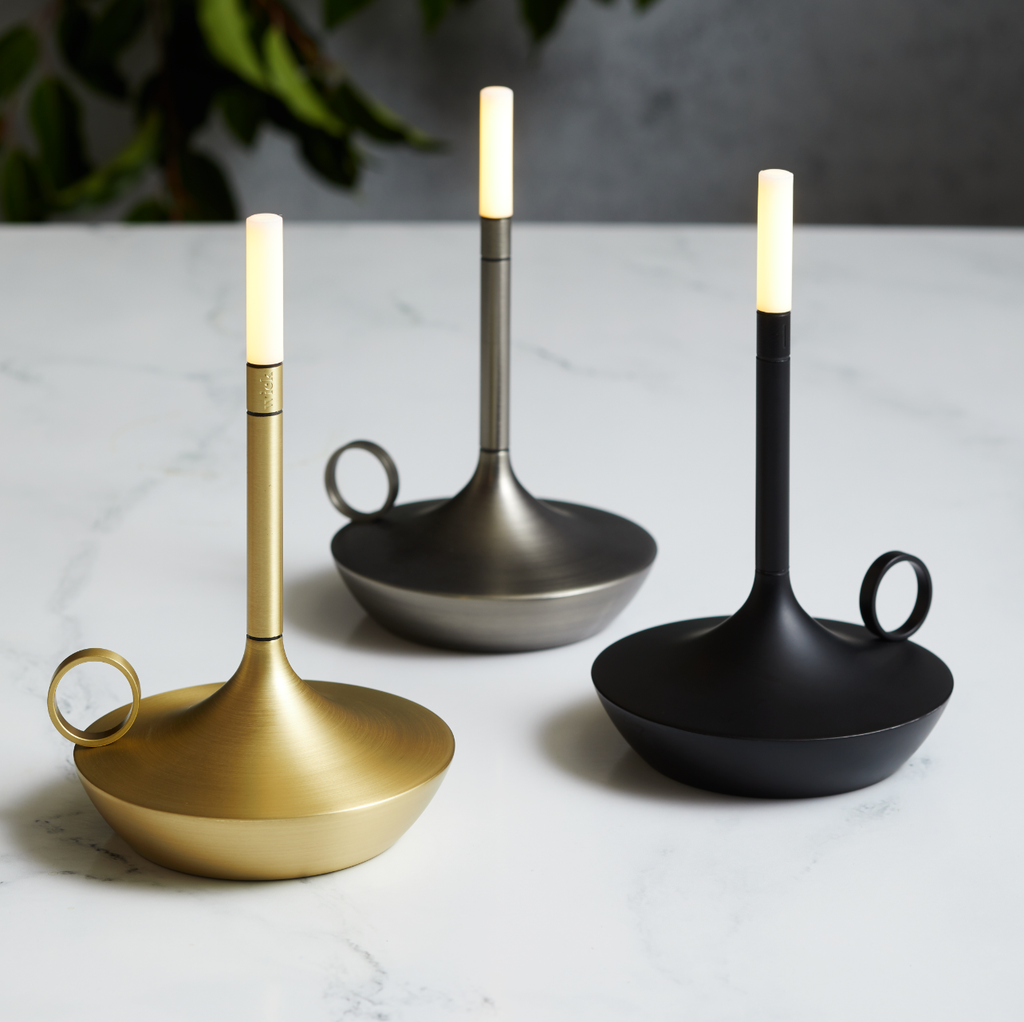 GRAYPANTS Wick S Portable Recharge Candle Lamp w/ Gift Pack: Brass