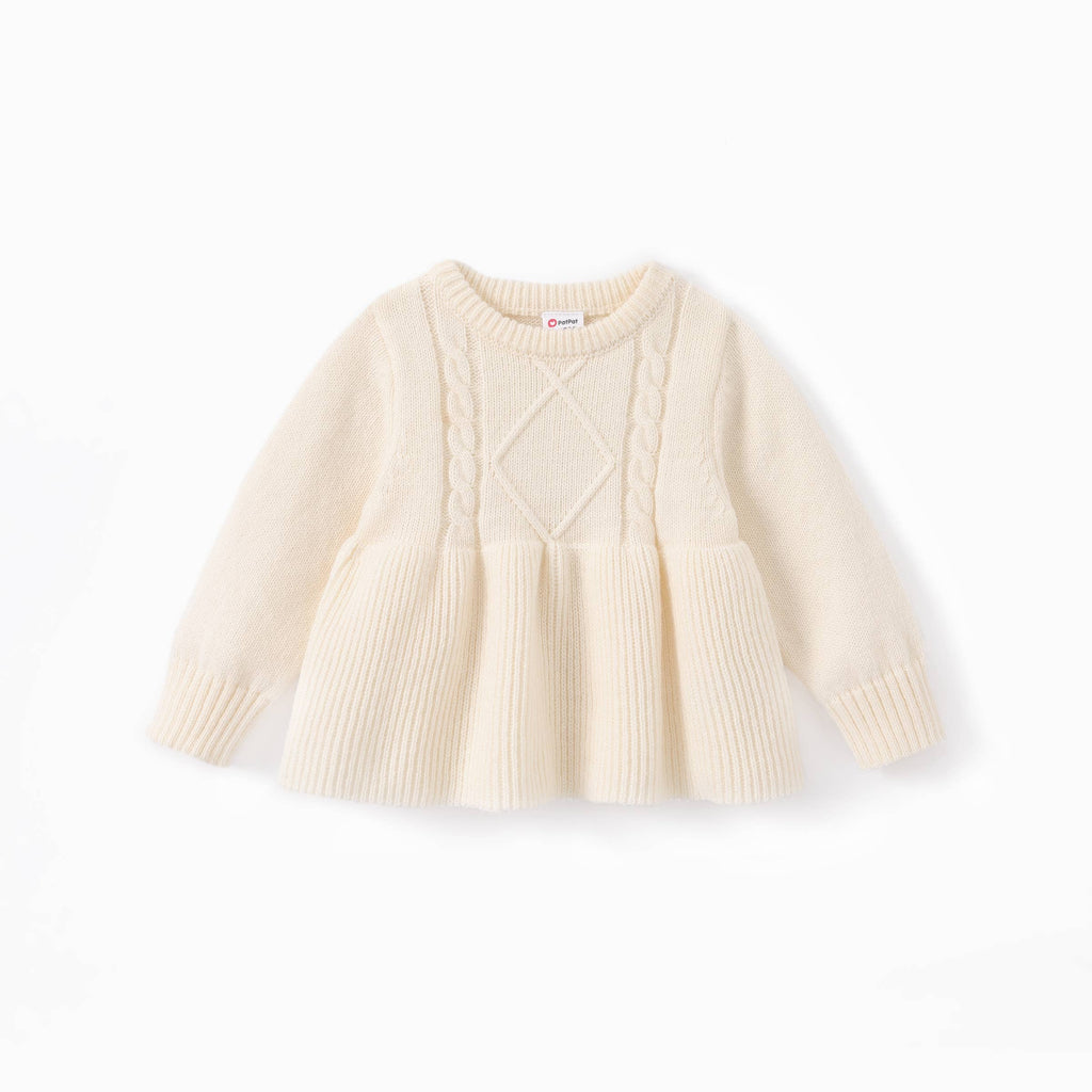 Baby Girl 2pcs Sweater Ruffled Top and Pants Set