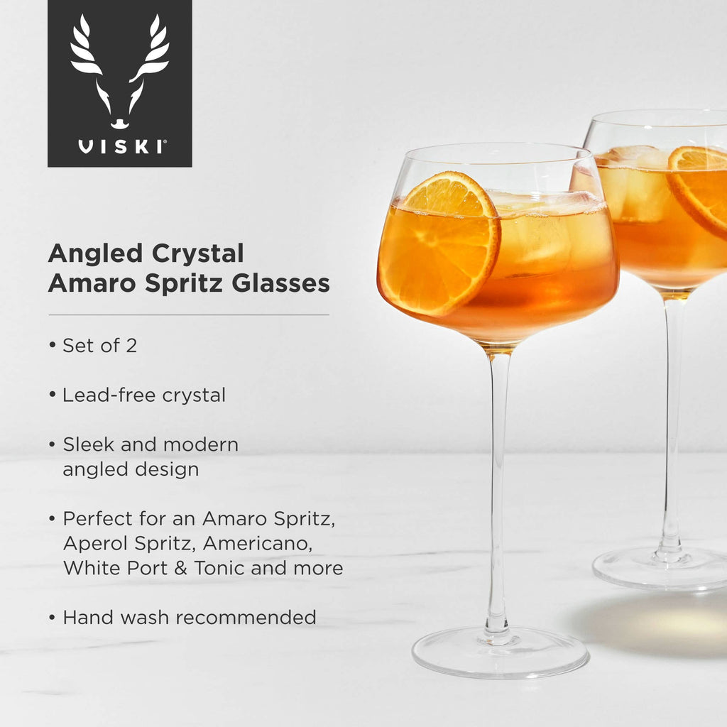 Raye™ Angled Crystal Stemmed Amaro Spritz Glasses | Set of 2