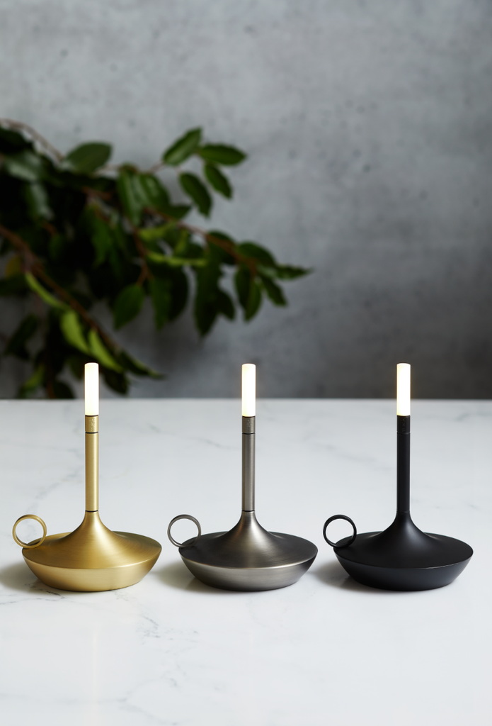 GRAYPANTS Wick S Portable Recharge Candle Lamp w/ Gift Pack: Brass