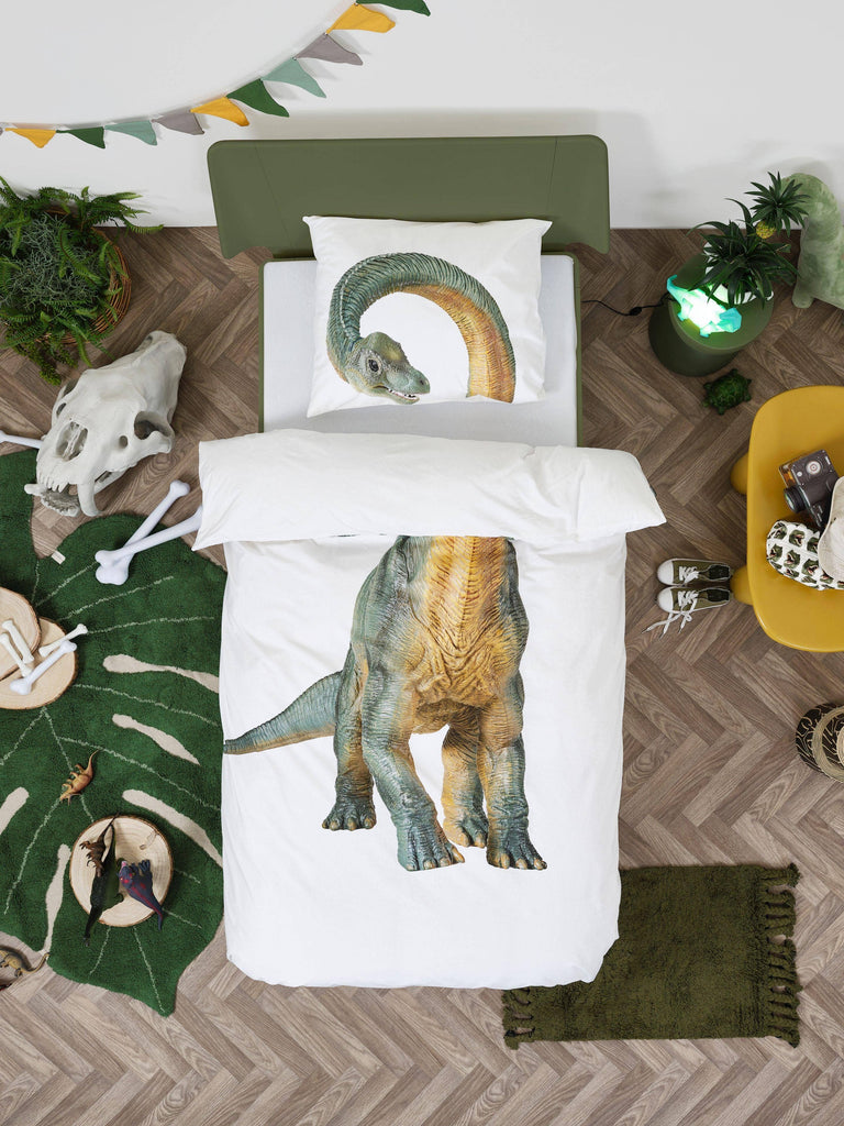 Dinosaur Bronto duvet cover set: Twin (68" x 86" + 1 standard Pillowcase)