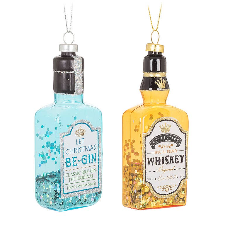 Whisky & Gin Glitter Ornaments