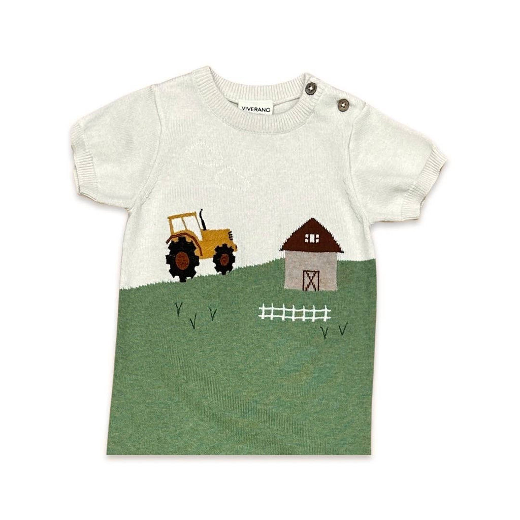 Farm Jacquard Knit Baby Jumpsuit (Organic Cotton): Natural / 0-3M