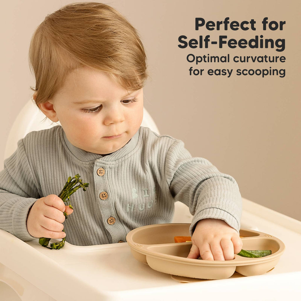 3-Pack Prep Suction Plates for Baby, BPA-Free Silicone Plate: Terracotta