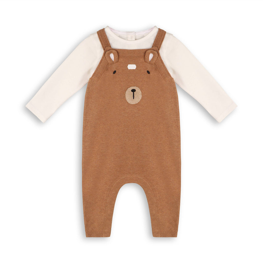 Bear Sweater Knit Baby Overall & Bodysuit Set (Organic): Chai Spice / 0-3M