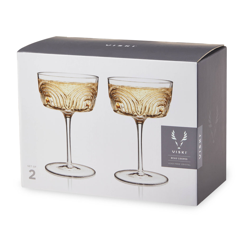 Deco Beau Crystal Cocktail Coupes - Set of 2