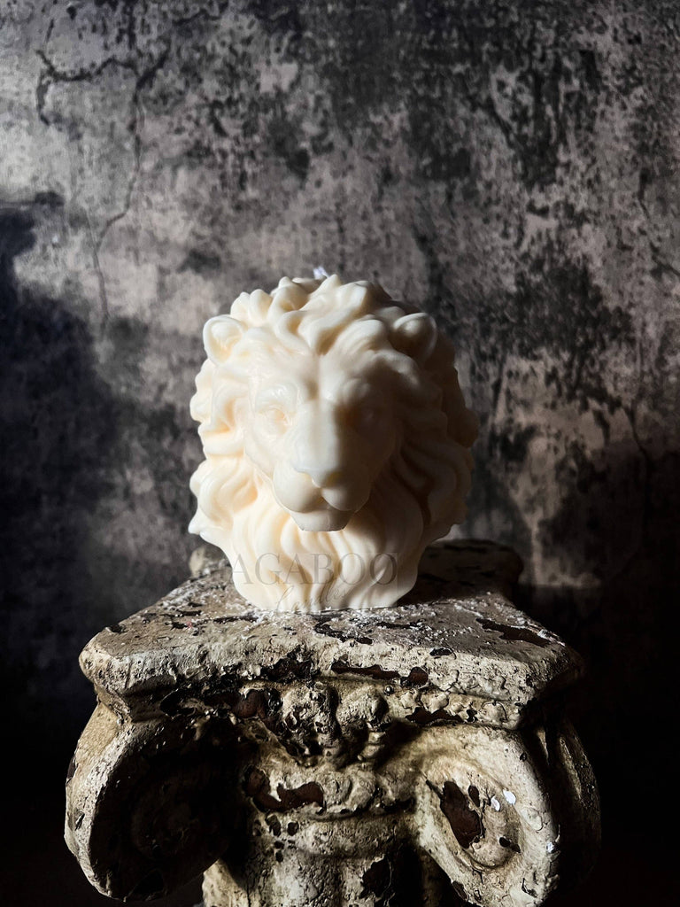 Large Lion Head Candle: Unscented / Cream