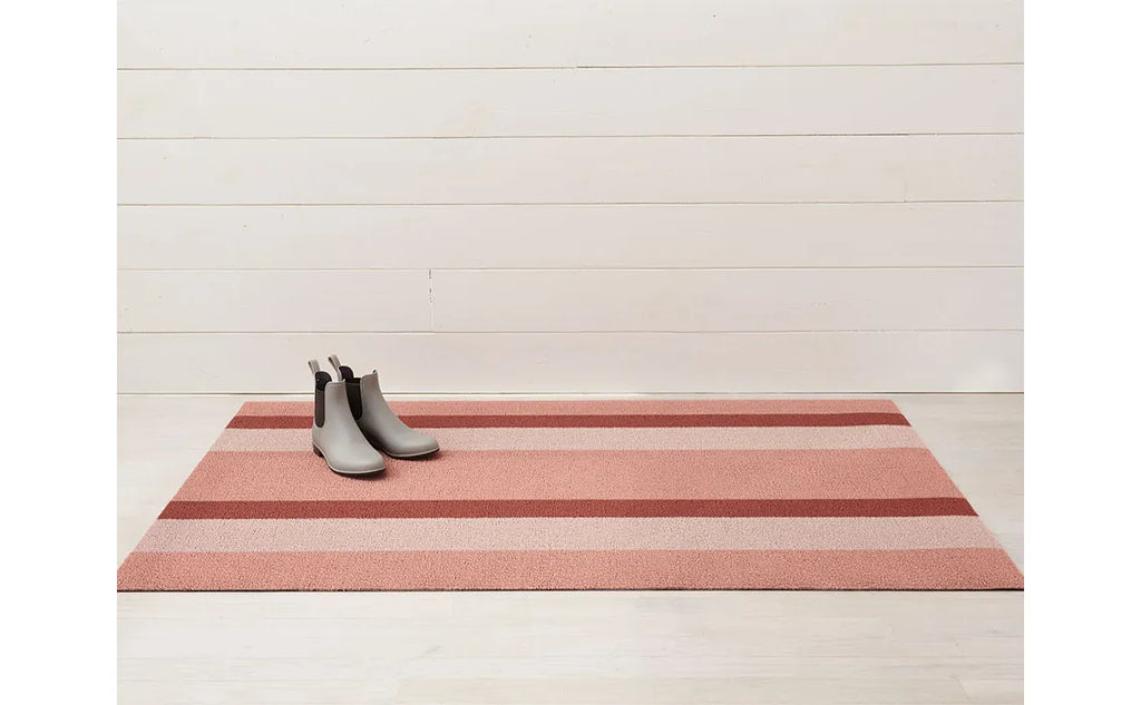 Bold Peach Stripe Shag Mat