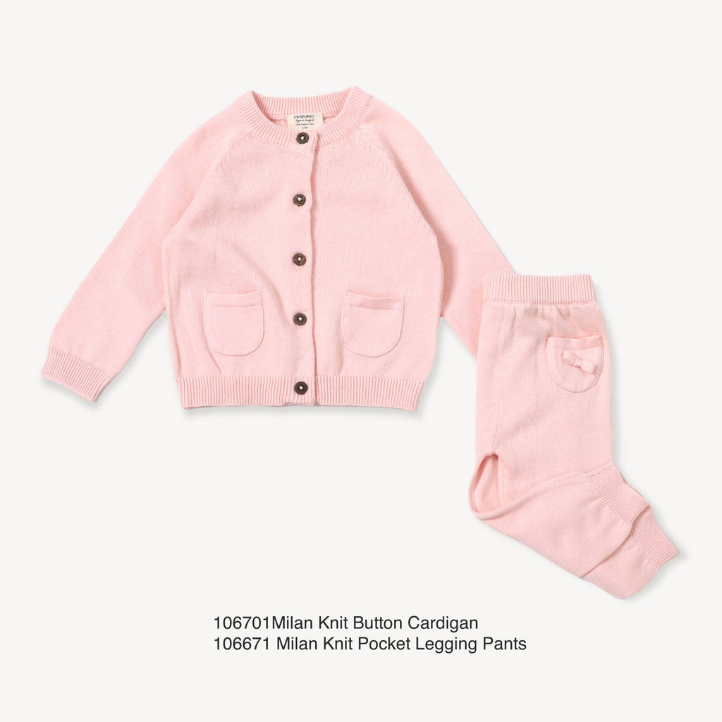 Milan Pastel Baby Button Cardigan Sweater (Organic Cotton): 0 - 3 Month / Cream