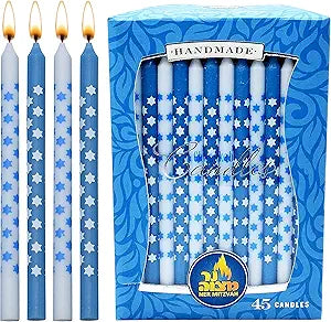 Ner Mitzvah Star of David Blue & White Hanukkah Candles