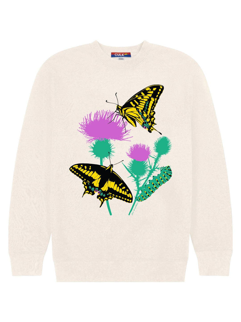 Jen Kindell Butterfly Garden Crewneck Sweatshirt Cream