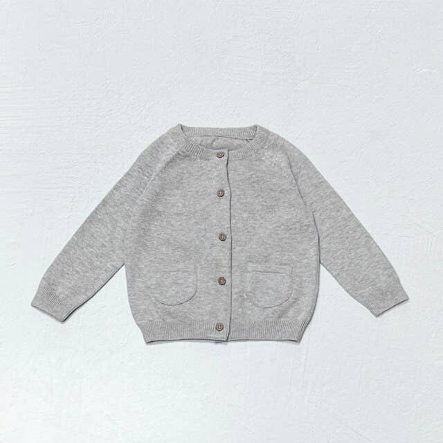 Milan Pastel Baby Button Cardigan Sweater (Organic Cotton): 0 - 3 Month / Cream