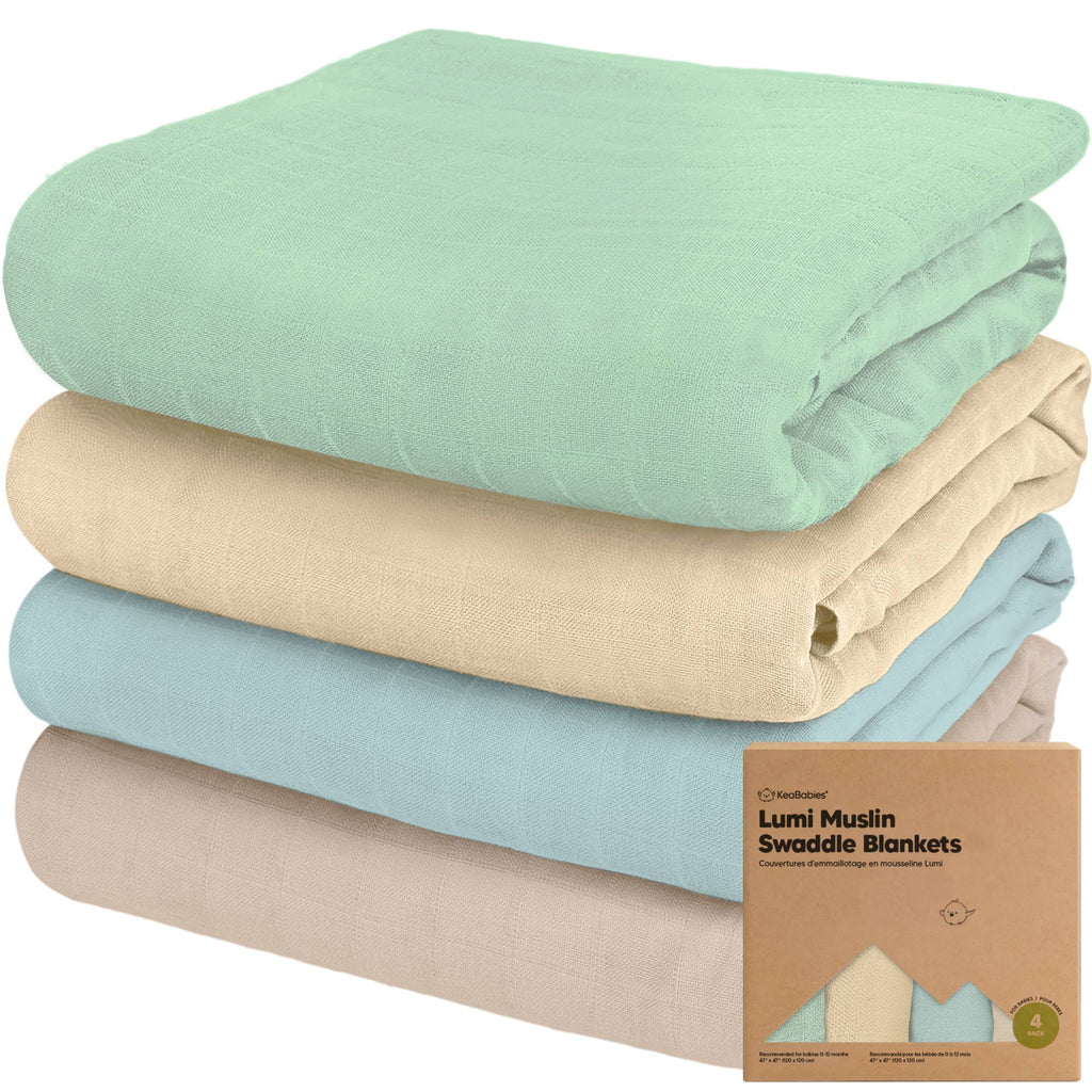 KeaBabies Lumi Muslin Swaddle Blankets