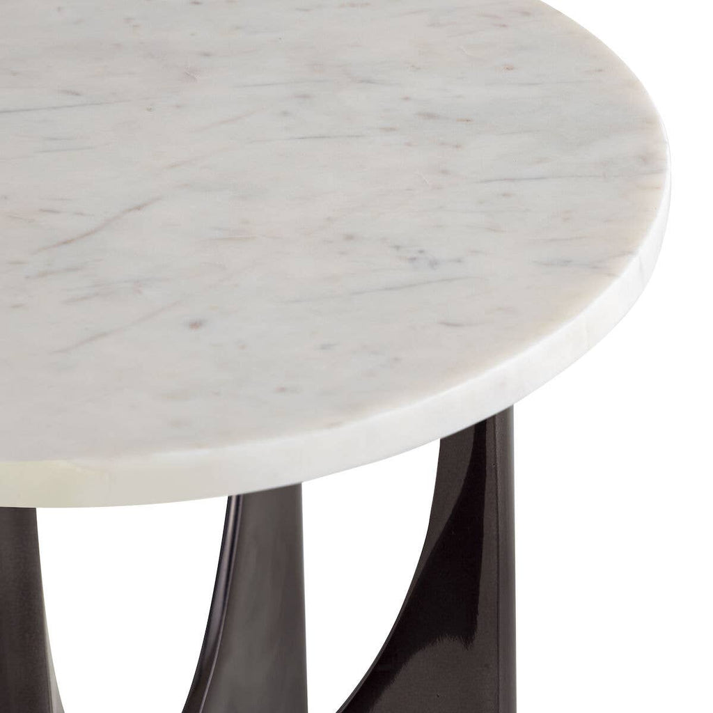 Elroy White Marble Topped Accent Table: Brass