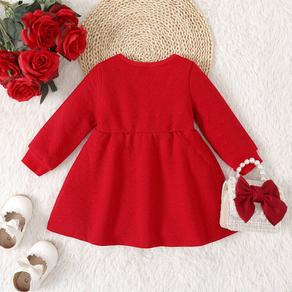 Baby Girl Sweet Bow Decoration 3D Long Sleeve Dress