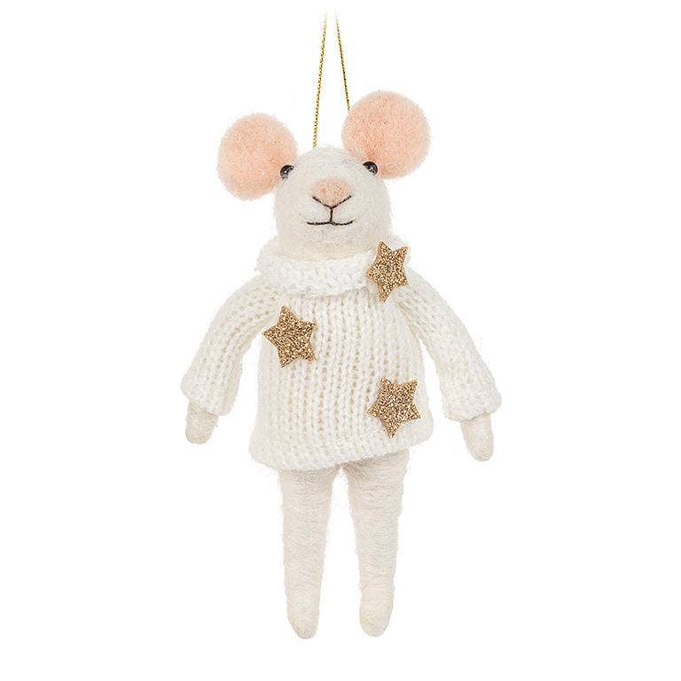 Fancy Winter Mouse Felt Holiday Ornament