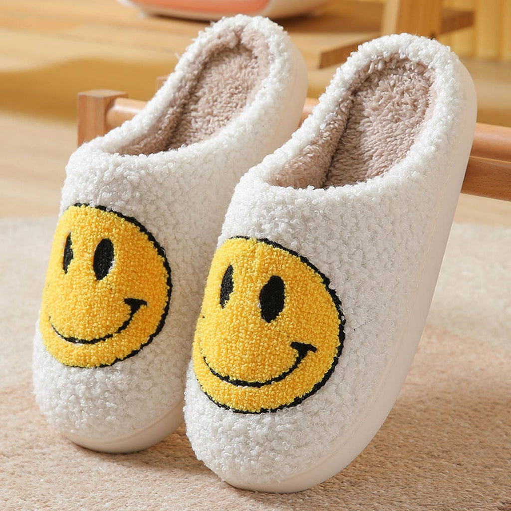 Smiley Face Plush Slippers