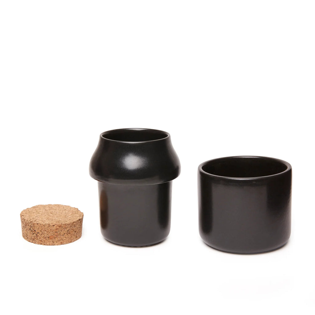 Ceramic Grinder + Jar | Large, Black