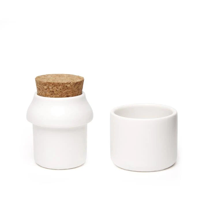 Ceramic Grinder + Jar | Small, White