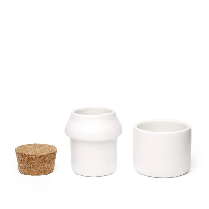 Ceramic Grinder + Jar | Small, White