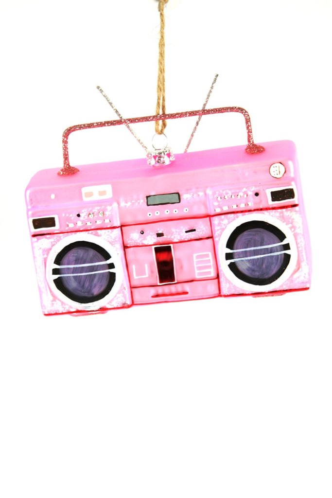 Pink Boombox Christmas Ornament