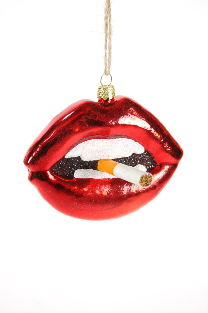 Lips with Cigarette Christmas Ornament