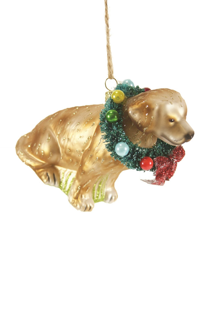 FESTIVE YELLOW LAB Christmas Ornament