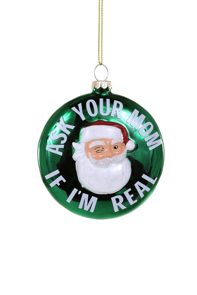 WINKING SANTA Christmas Ornament