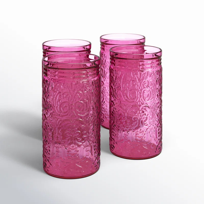 Godinger | Jax Hot Pink Highball Glasses | Set of 4