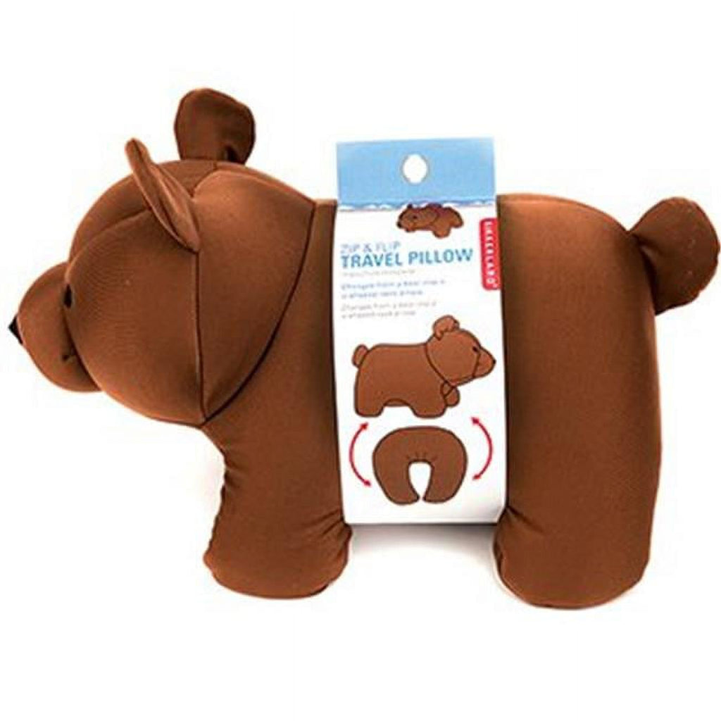 Brown Bear Zip & Flip Travel Pillow