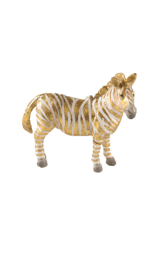 GOLD AND WHITE FANTASTICAL ZEBRA Christmas Ornament