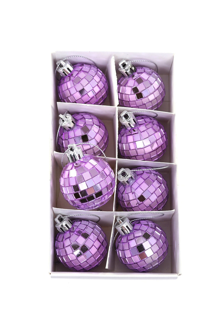 TINY DISCO BALL BOX-Lilac Christmas Ornament 8pk