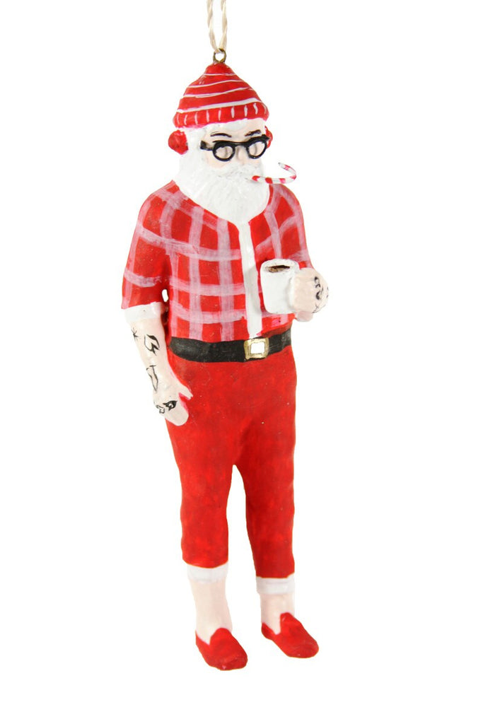 Hipster Santa Ornament