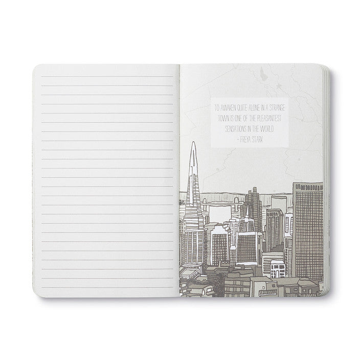 “They should tell you when you're born: have a suitcase heart, be ready to travel.” —Gabrielle Zevin | Softcover Notebook