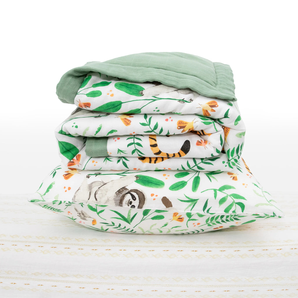 Cotton Muslin Toddler Bedding 3 Piece Set - Mighty Jungle