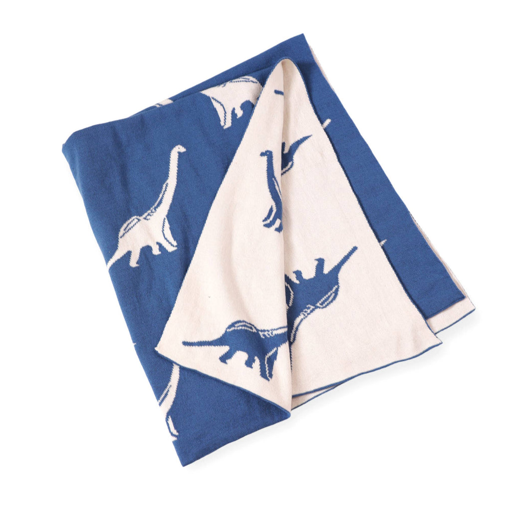 Dinosaur-REVERSIBLE Jacquard Knit Baby Blanket (Organic)