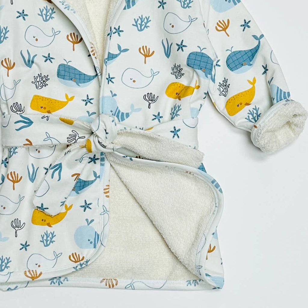 Ocean Baby Hooded Bathrobe (Organic Cotton): Blue / 0-9M (One Size)