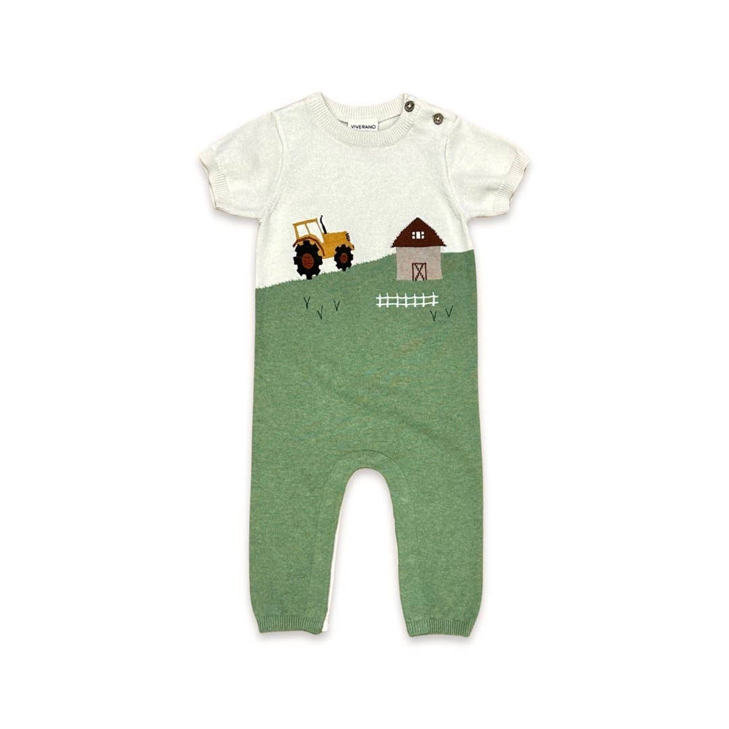 Farm Jacquard Knit Baby Jumpsuit (Organic Cotton): Natural / 3-6M