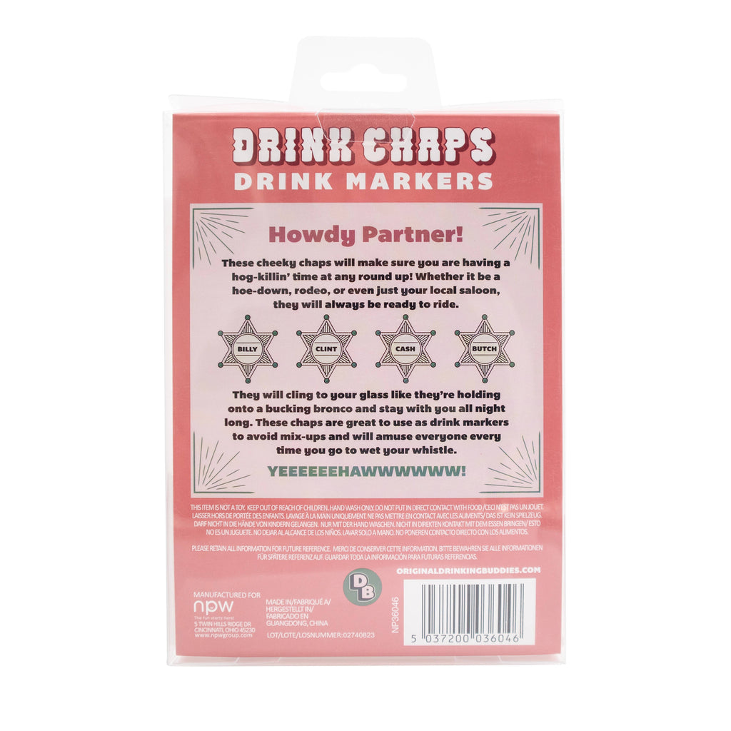 Western Drink Chaps Drink Markers-4 Pack