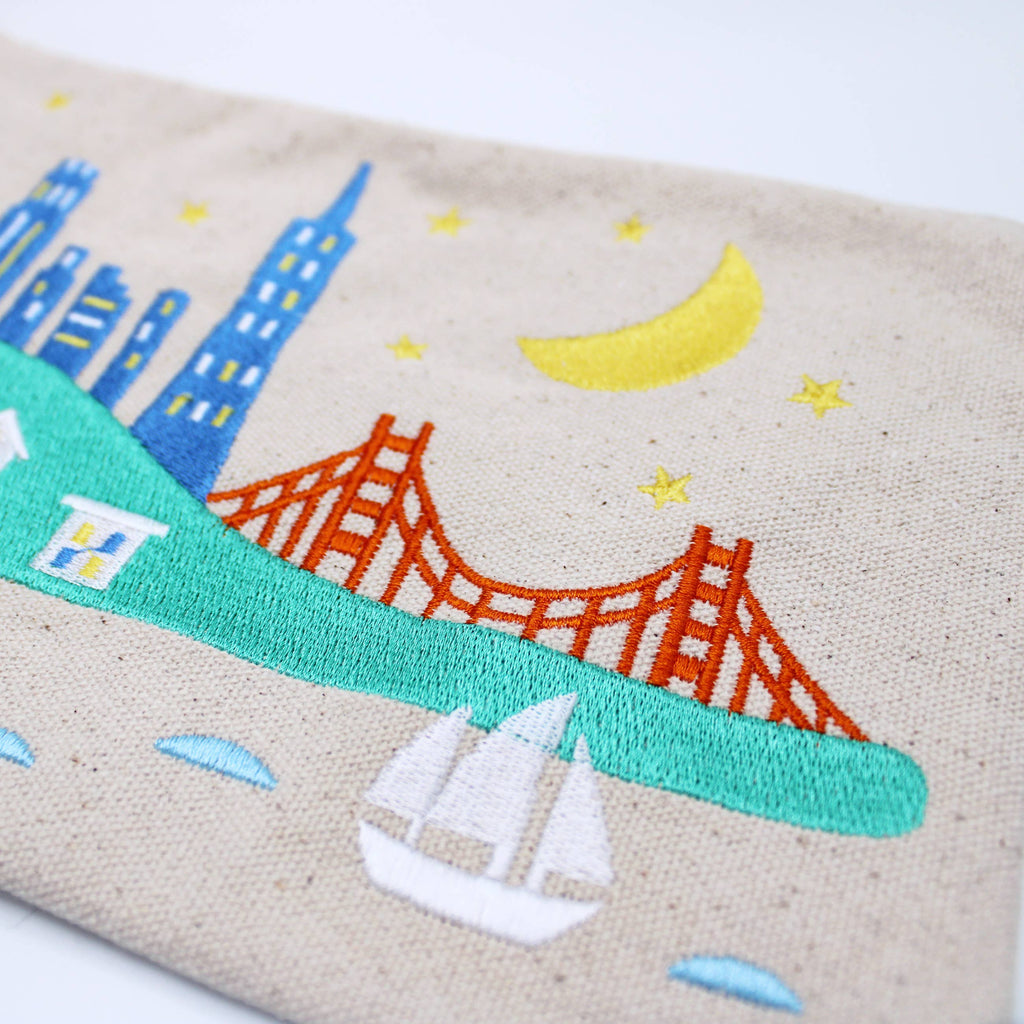 San Francisco Skyline Embroidered Pouch