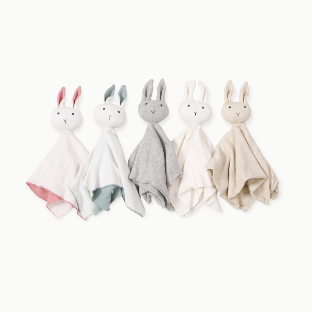 Bunny -Organic Baby Lovey Security Knit Blanket Cuddle Cloth: Natural Heather