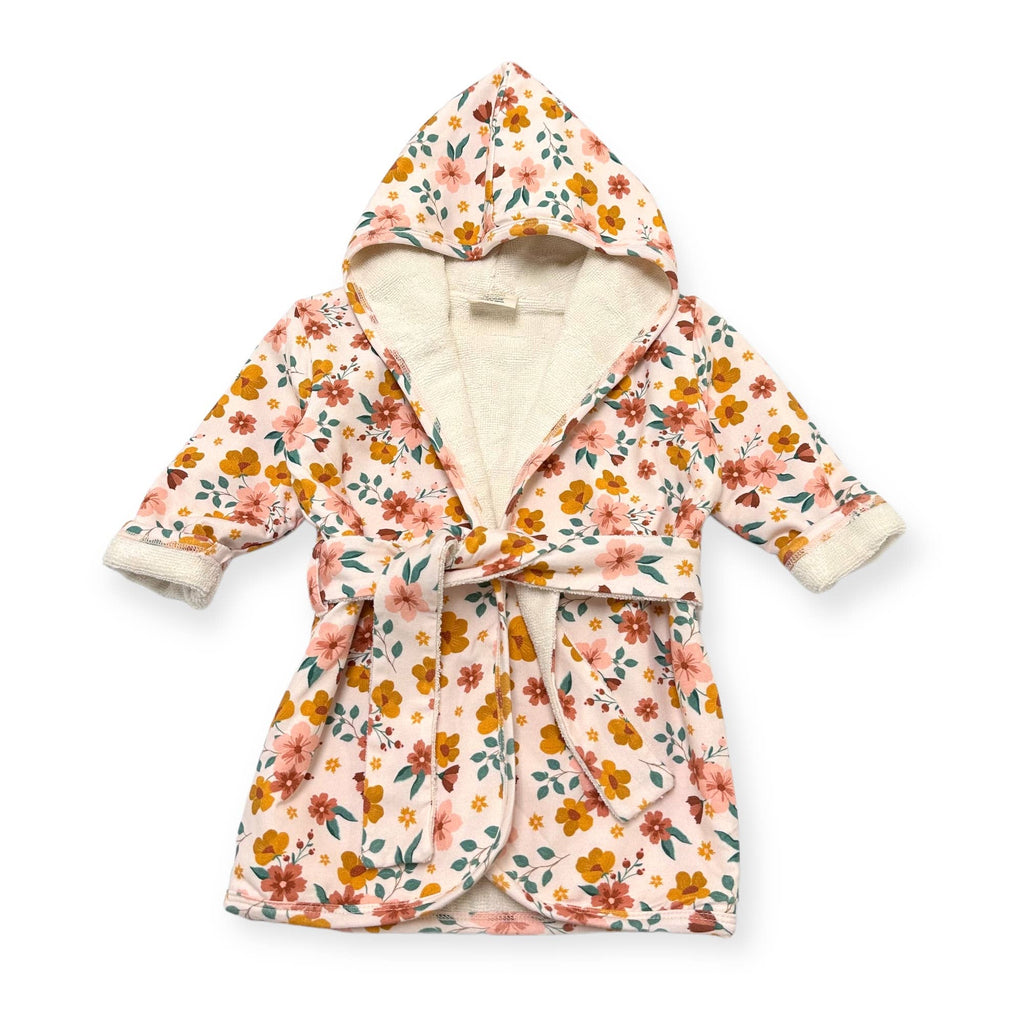 Summer Floral Baby Hooded Bathrobe (Organic Jersey): NATURAL / One Size (0-9M)