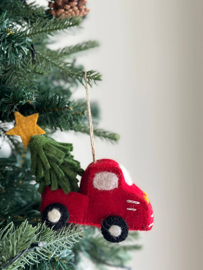 Christmas Pickup Truck Felt Ornament