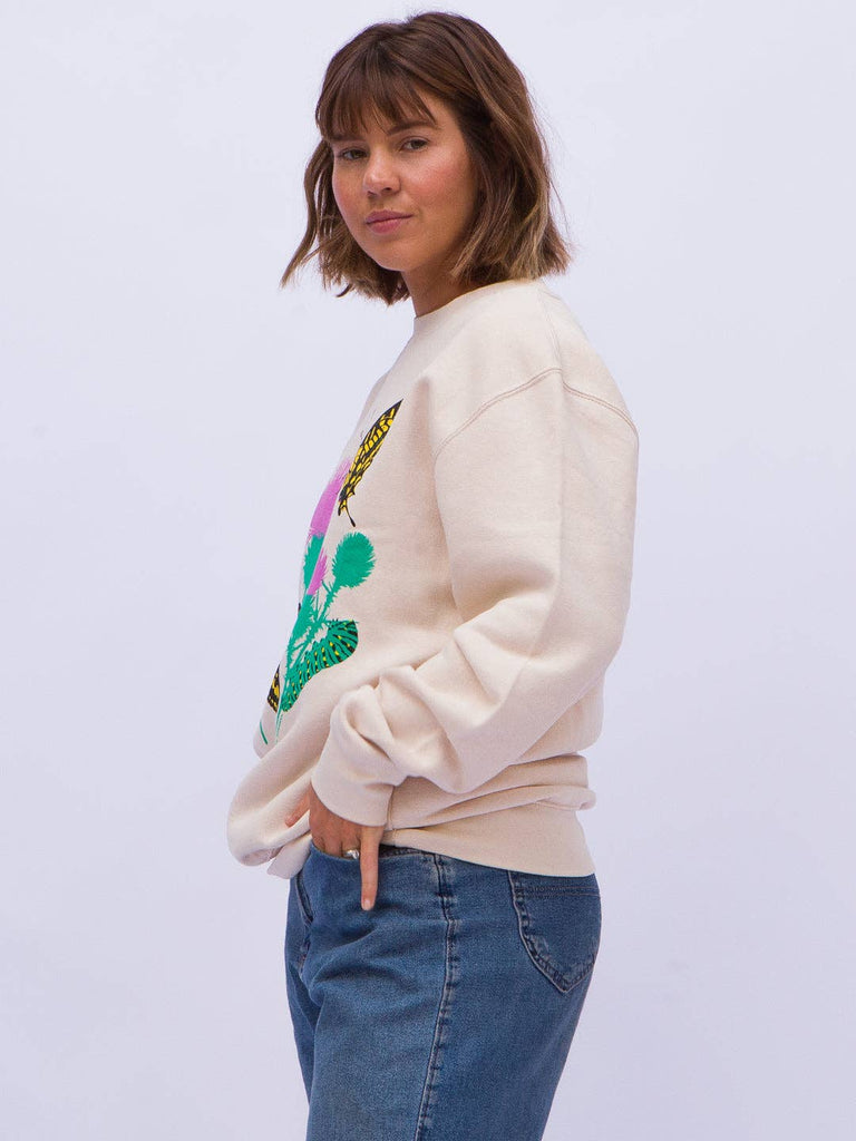 Jen Kindell Butterfly Garden Crewneck Sweatshirt Cream