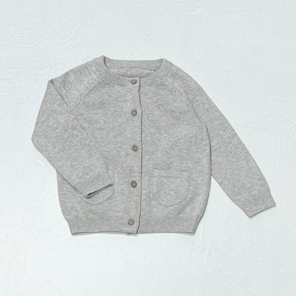 Milan Pastel Baby Button Cardigan Sweater (Organic Cotton): 0 - 3 Month / Cream