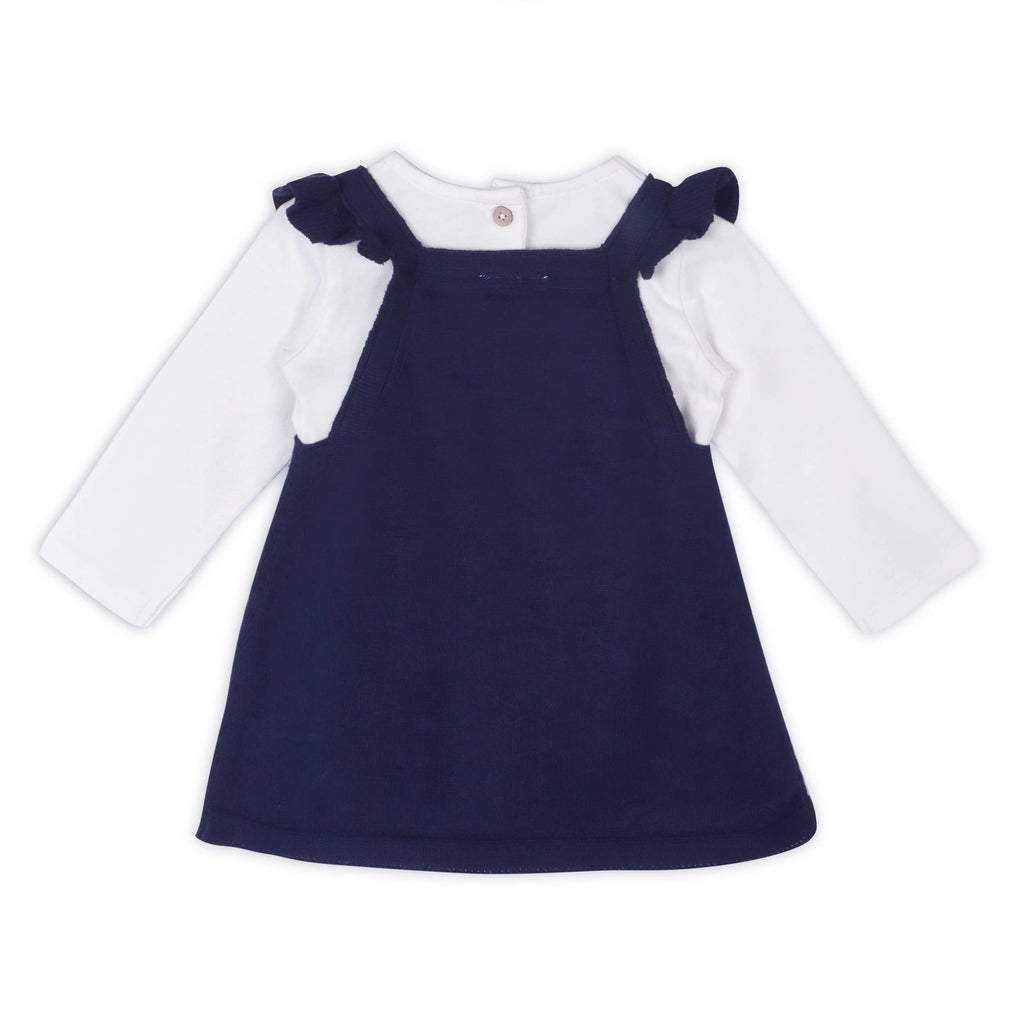 Bird Ruffle Baby Girl Tunic Dress & Bodysuit (Organic): Navy Blue / 0-3M