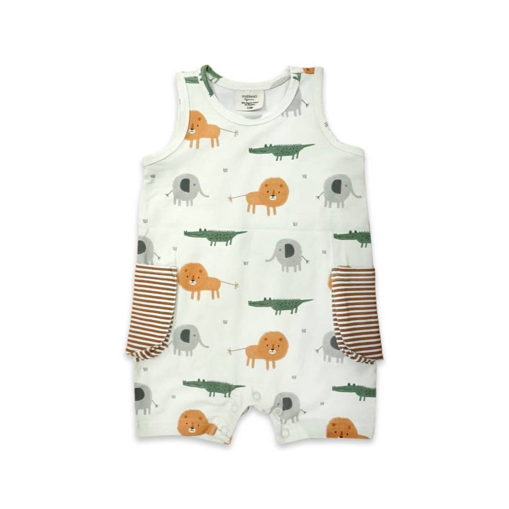 Savannah Pocket Shortie Baby Romper (Organic Jersey): 0-3M / Natural