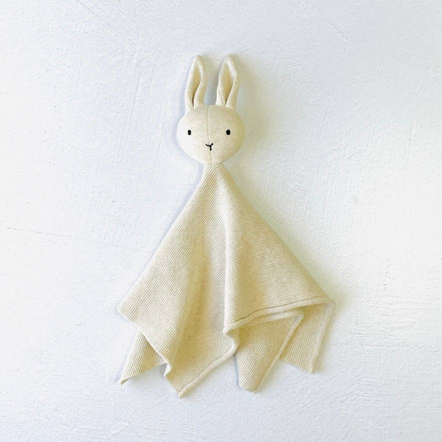 Bunny -Organic Baby Lovey Security Knit Blanket Cuddle Cloth: Natural Heather