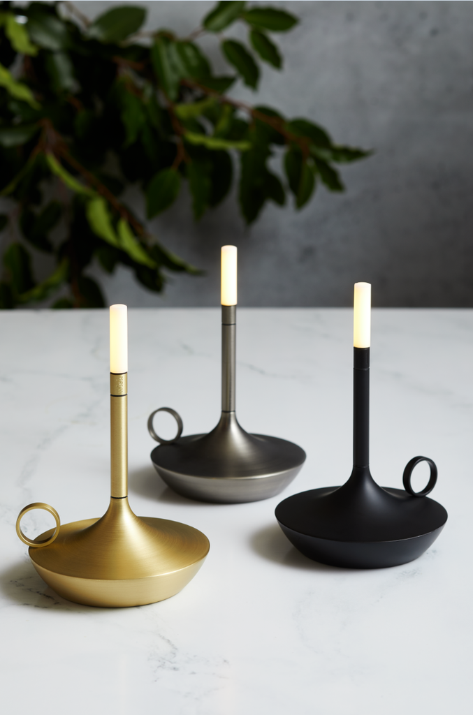 GRAYPANTS Wick S Portable Recharge Candle Lamp w/ Gift Pack: Brass