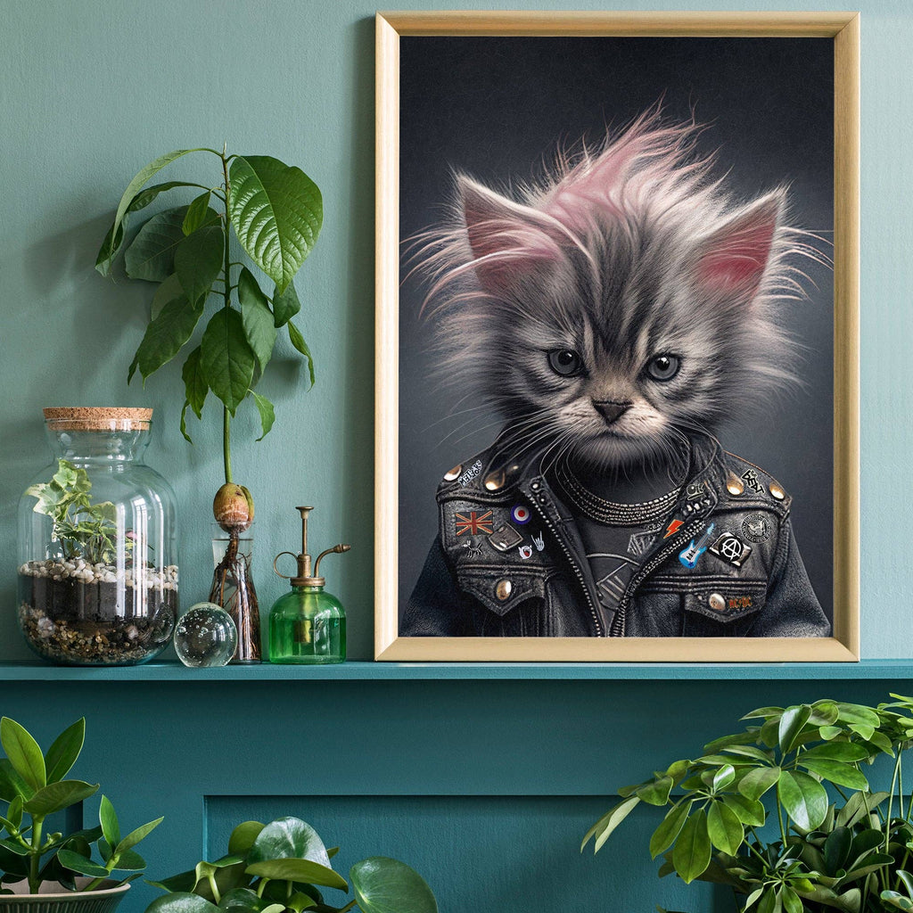 Kitten Punk Kids Animal Portrait Print